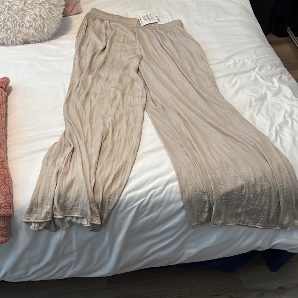 Zara Cream Wide Leg Pants